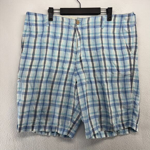 Tommy Bahama Shorts men's 38 Blue White Linen Chino Summer Cookout Vacation Golf - Picture 1 of 11